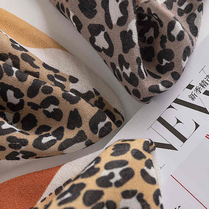 New leopard print silk scarves cotton hemp hand scarf women spring lengthening air conditioned room printed shawl