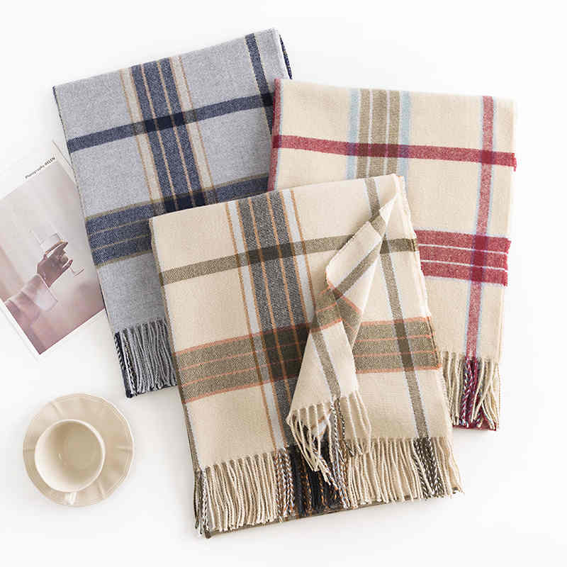Striped scarf faux cashmere scarf Japanese Korean sweet fashion shawl warm scarf