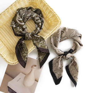 Cashew flower pocket square art retro silk scarves women sunscreen neck scarf can be paired with shirts professional wear