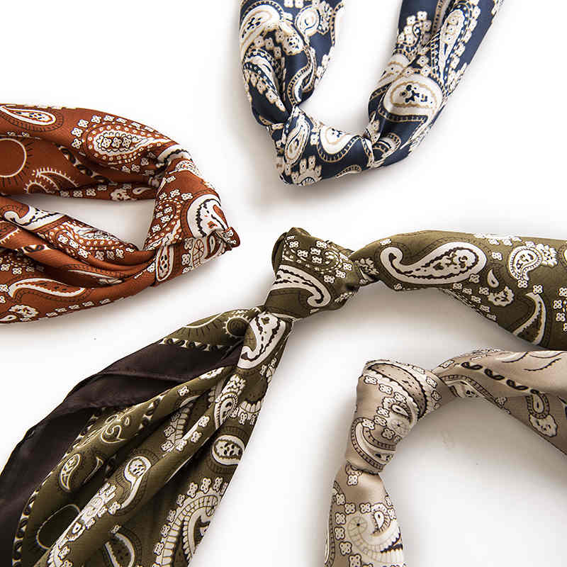 Cashew flower pocket square art retro silk scarves women sunscreen neck scarf can be paired with shirts professional wear