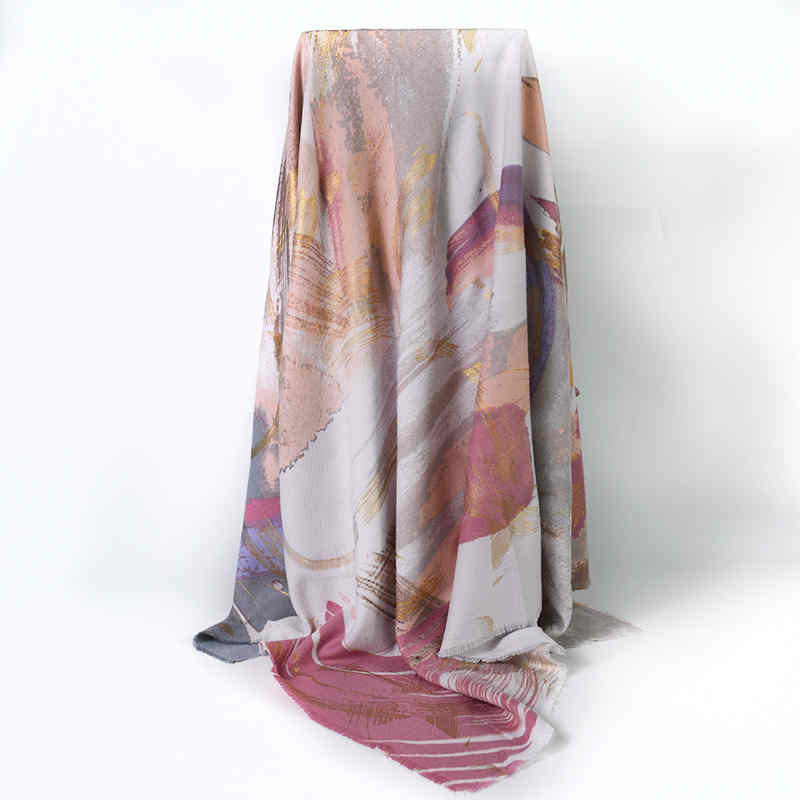 Autumn Winter European n oil painting gilded folk style lady shawl outside imitation cashmere short fringed scarf retro scarf