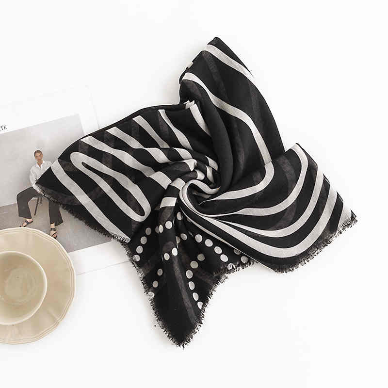 Simple travel travel style thin scarf personality lines soft cotton shawl keep warm