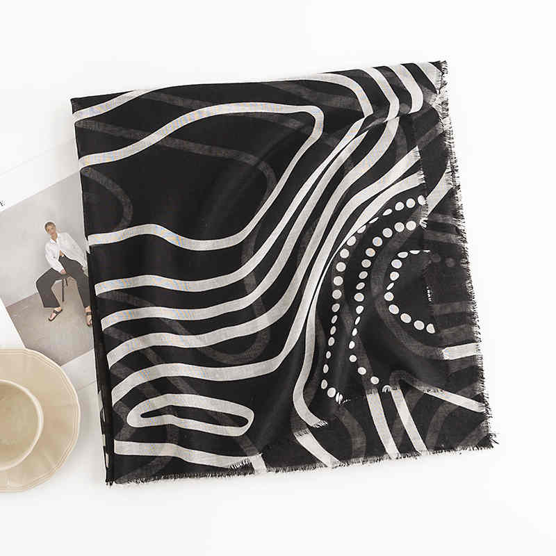 Simple travel travel style thin scarf personality lines soft cotton shawl keep warm