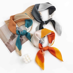 Monochrome printed pocket square simple elegant imitation silk scarves fashion commuter scarf