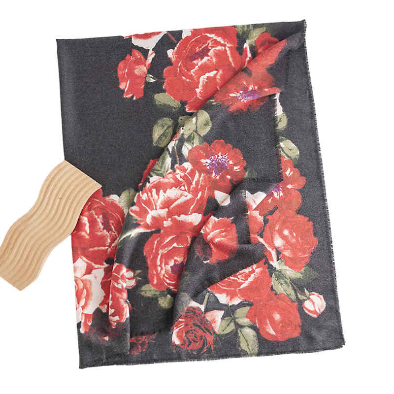 National wind printed imitation cashmere scarf female winter fashion commuter neck protection cold scarf senior sense shawl