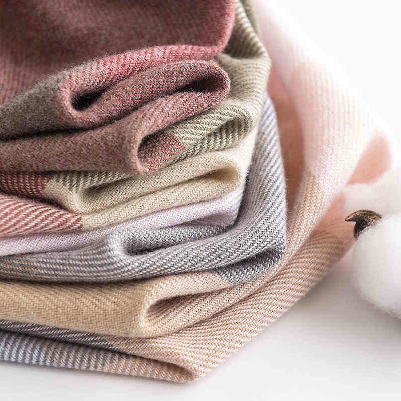 Spring autumn new fashion commuter color matching scarf female imitation cashmere color block twill shawl warm scarf