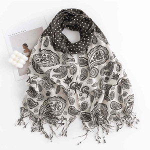 Cotton colored cashew printed ethnic wind scarf female simple tiein neck elegant warm cold shawl