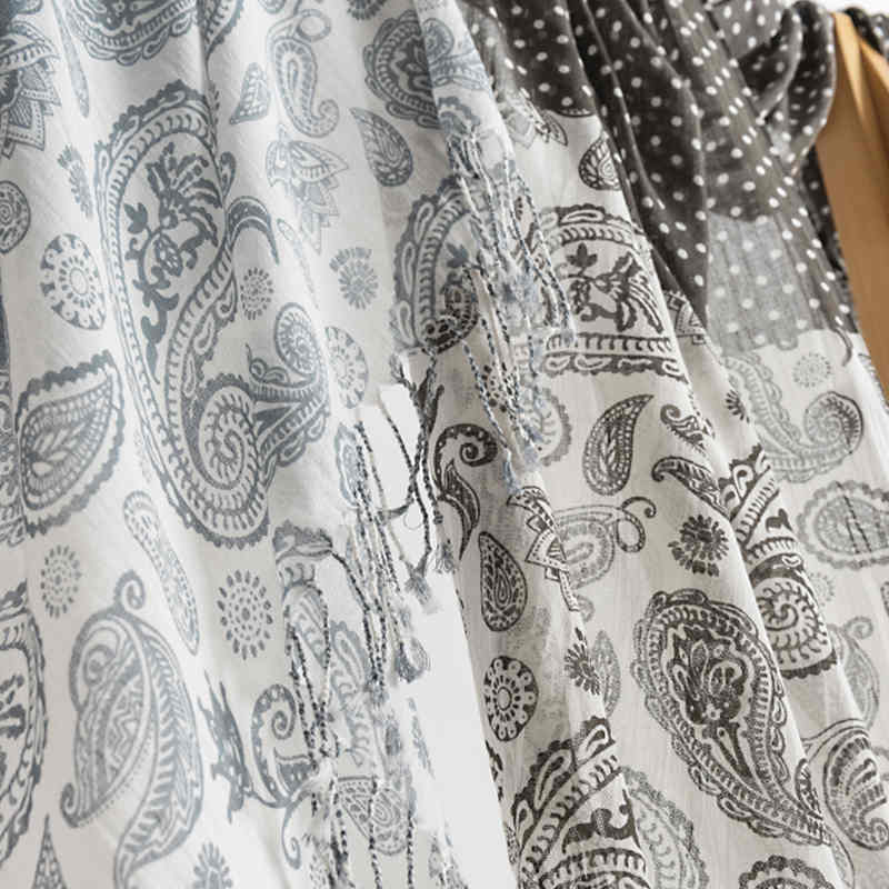 Cotton colored cashew printed ethnic wind scarf female simple tiein neck elegant warm cold shawl