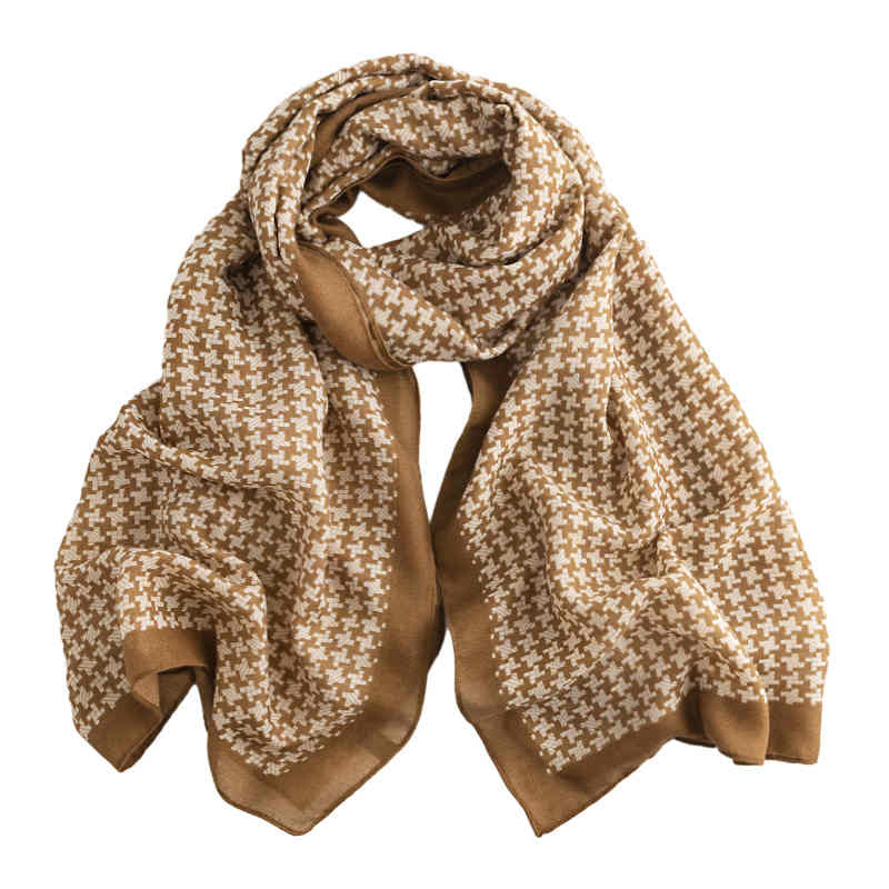 Plain print scarf female fashion commuter neck scarf simple elegant light luxury wind warm shawl