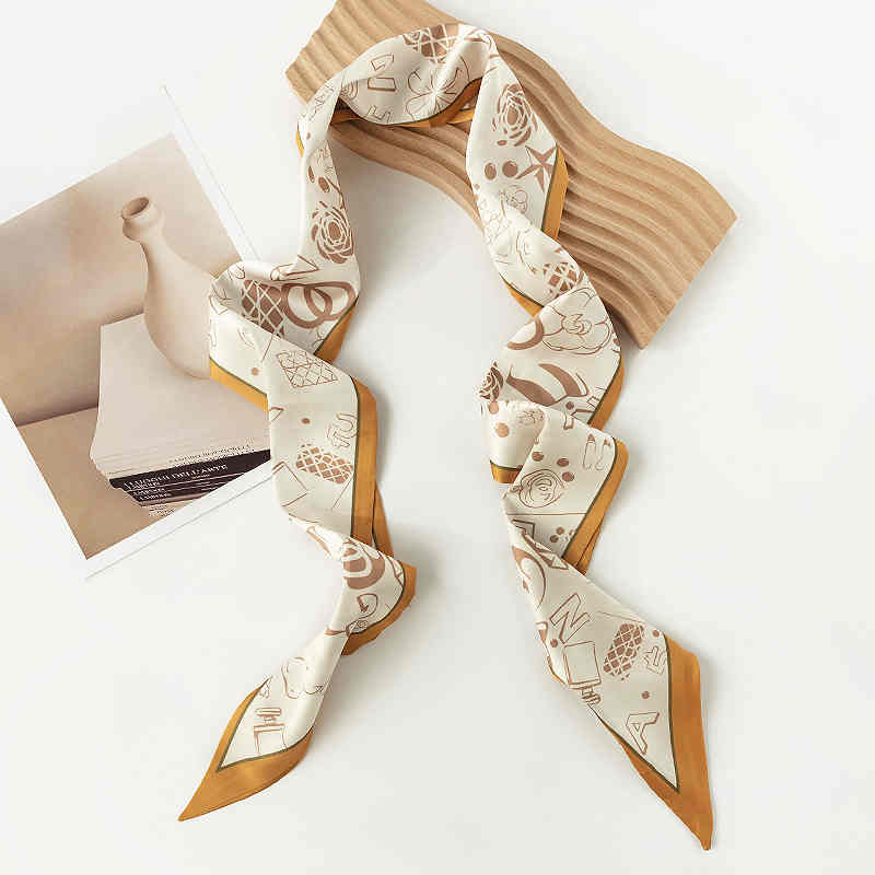 Imitation silk scarves retro senior sense spring autumn thin thin long thin ribbon scarves