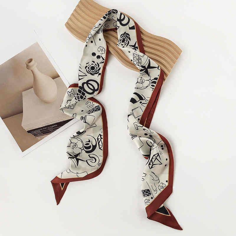 Imitation silk scarves retro senior sense spring autumn thin thin long thin ribbon scarves