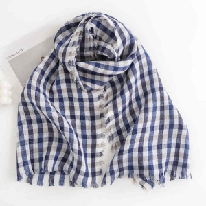 Fashion Cotton  hemp plaid scarf in the long strappy shawl simple short beard neck scarf