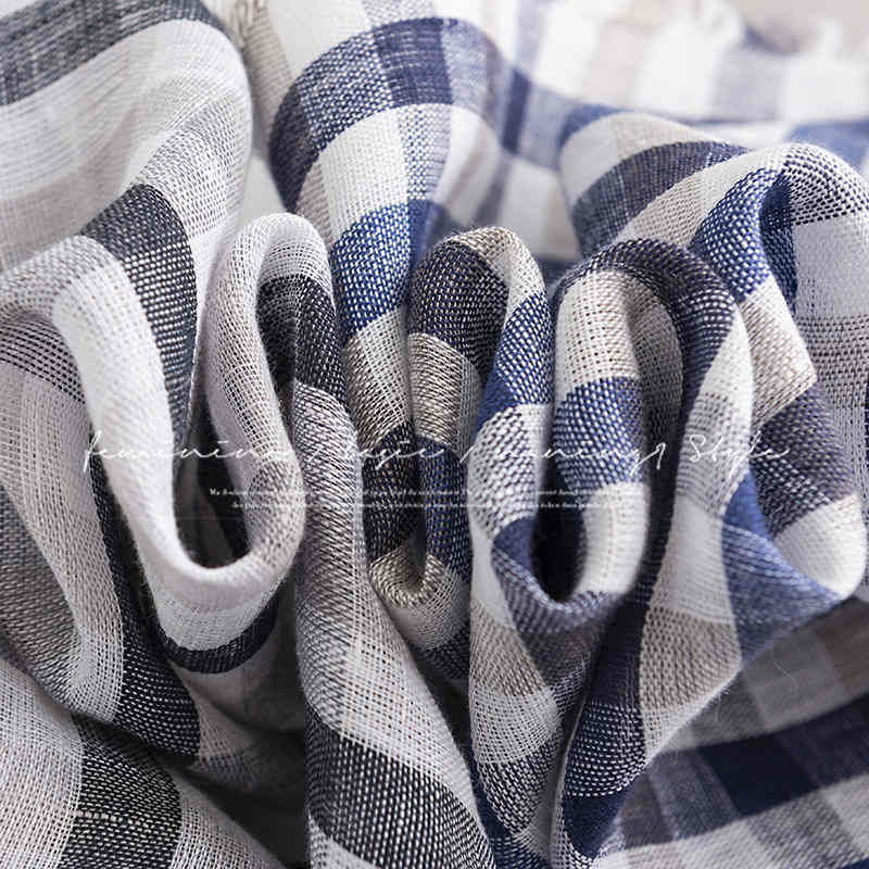 Fashion Cotton  hemp plaid scarf in the long strappy shawl simple short beard neck scarf
