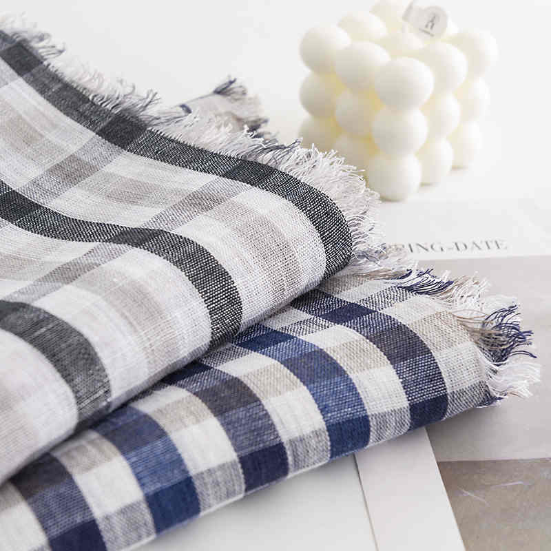 Fashion Cotton  hemp plaid scarf in the long strappy shawl simple short beard neck scarf
