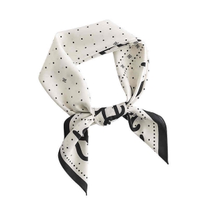 Black  white plaid printed square scarf fashion commuter professional dress scarf simple tie in simulation silk scarves