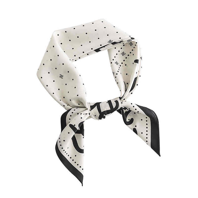 Black  white plaid printed square scarf fashion commuter professional dress scarf simple tie in simulation silk scarves