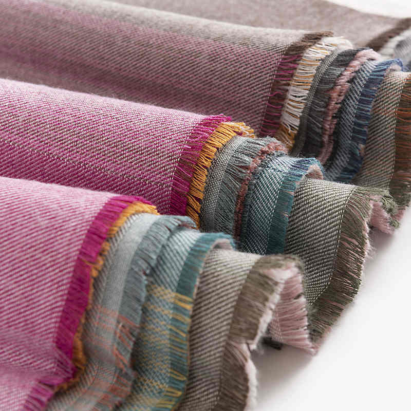 Matching lines imitation cashmere scarf women simple luxury warm shawl fashion commuting winter cold neck scarf