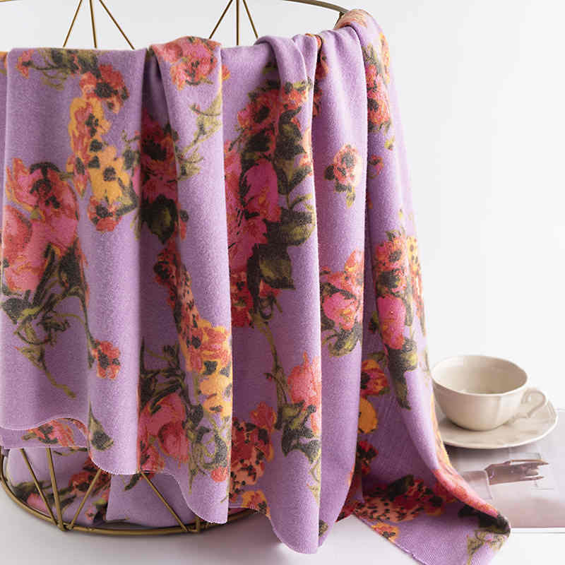 Winter new printed cashmere scarves fashionable flowers warm shawl commuting neck protective cold neck scarf