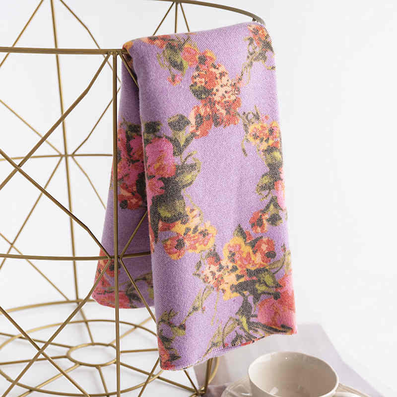 Winter new printed cashmere scarves fashionable flowers warm shawl commuting neck protective cold neck scarf