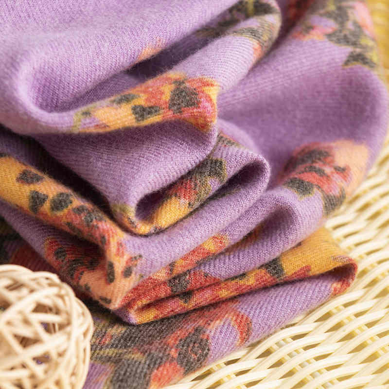 Winter new printed cashmere scarves fashionable flowers warm shawl commuting neck protective cold neck scarf