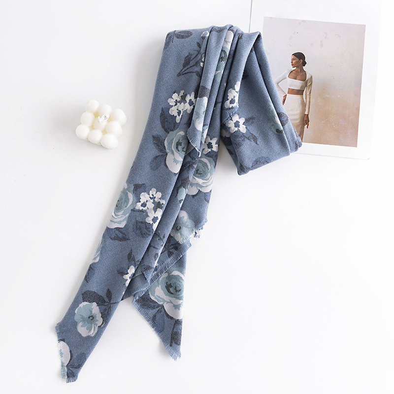 Printed imitation cashmere scarf winter high class feeling warm shawl fashion commuter neck cold scarf