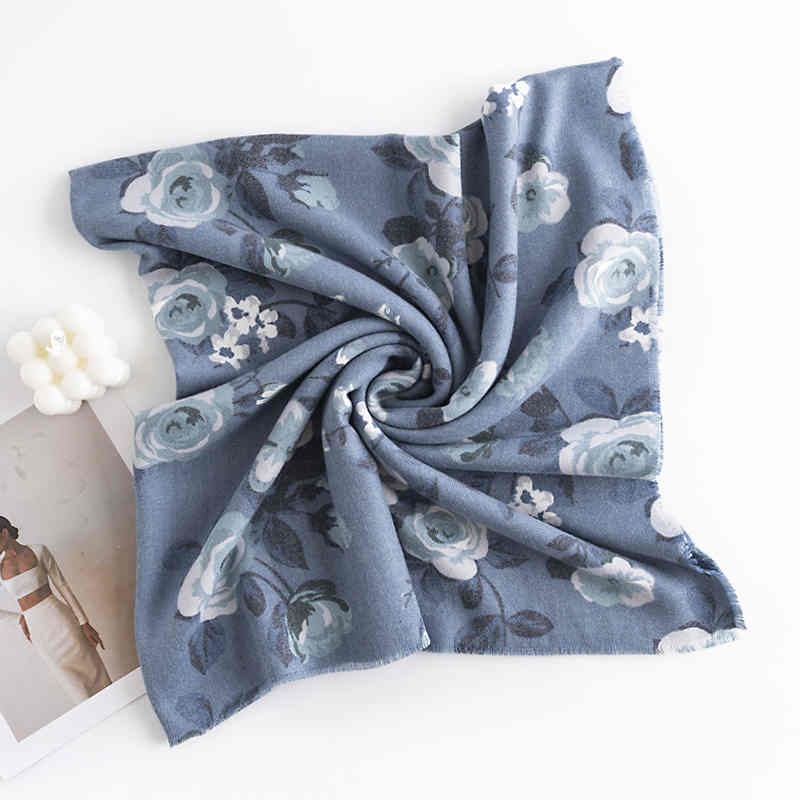Printed imitation cashmere scarf winter high class feeling warm shawl fashion commuter neck cold scarf