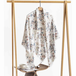 Winter printed scarf 2023 garden plants flowers warm shawl fresh sweet winter protective neck scarf