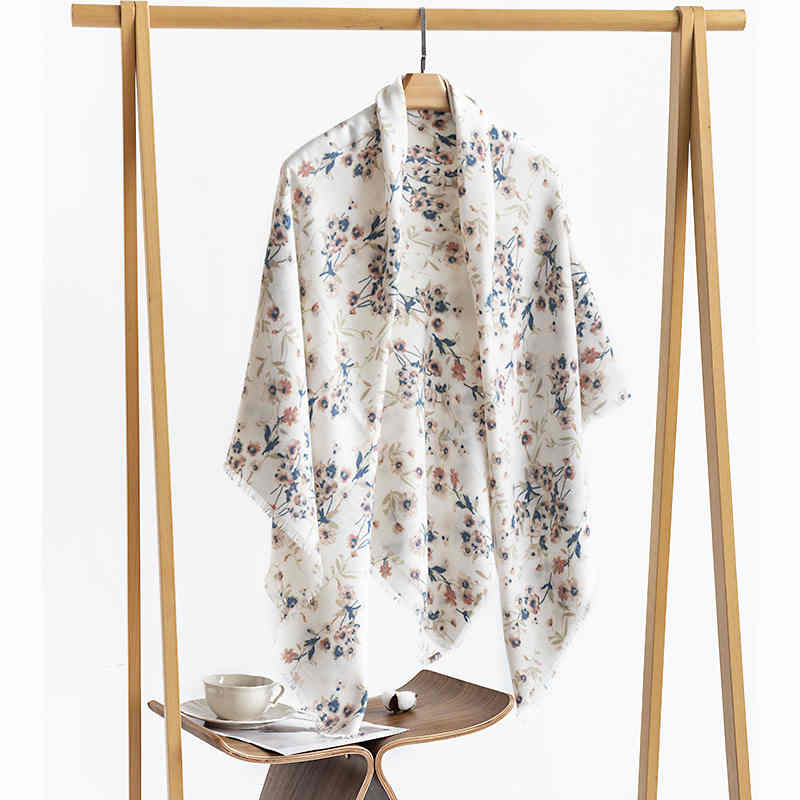 Winter printed scarf 2023 garden plants flowers warm shawl fresh sweet winter protective neck scarf
