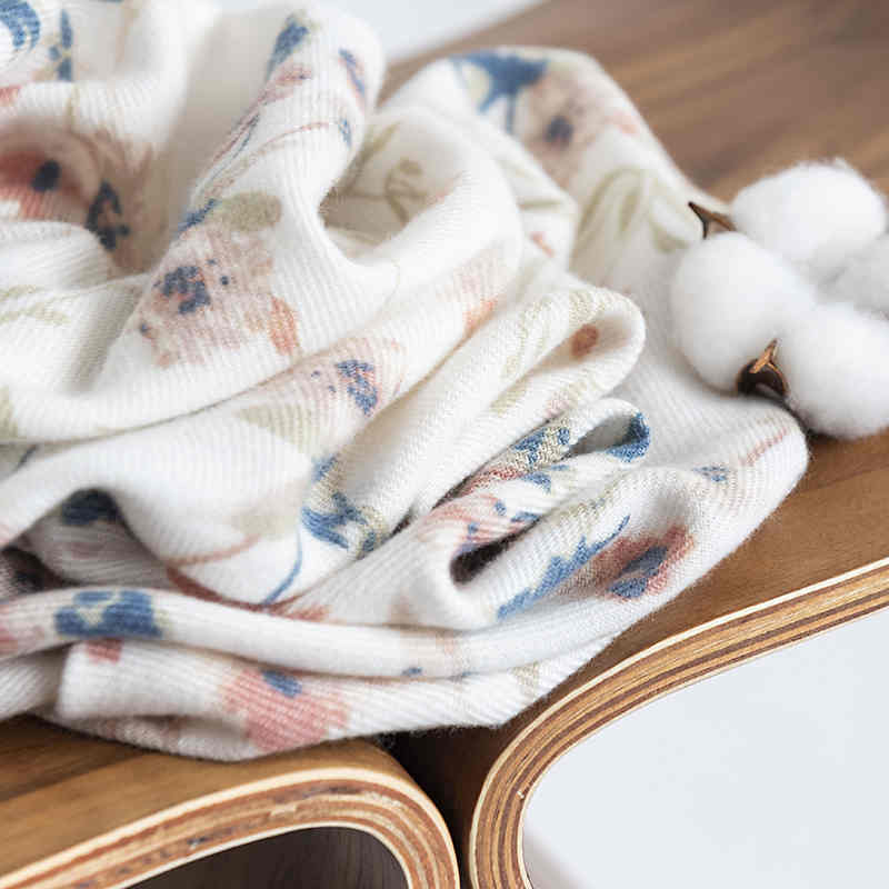 Winter printed scarf 2023 garden plants flowers warm shawl fresh sweet winter protective neck scarf