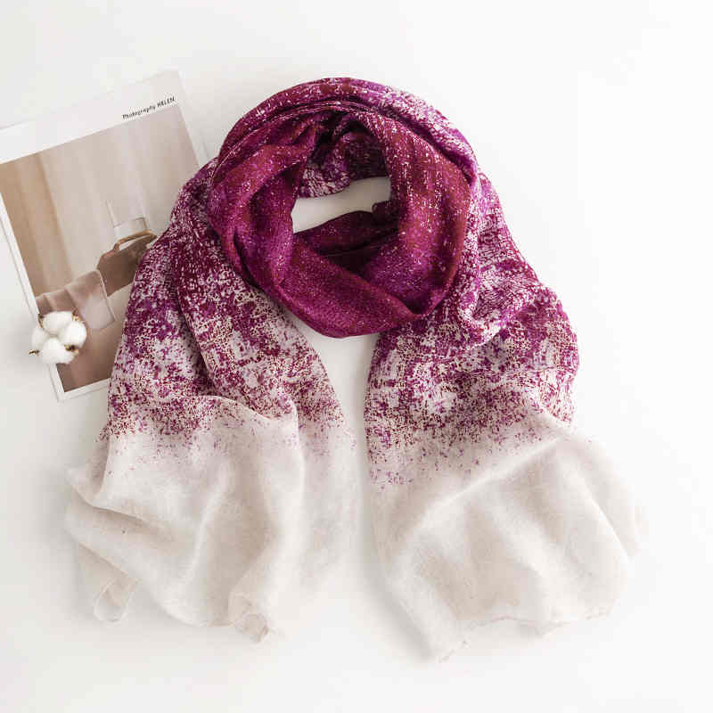 The 2023 season new style national wind scarf gradually changes color original design printing shawl fashion scarf
