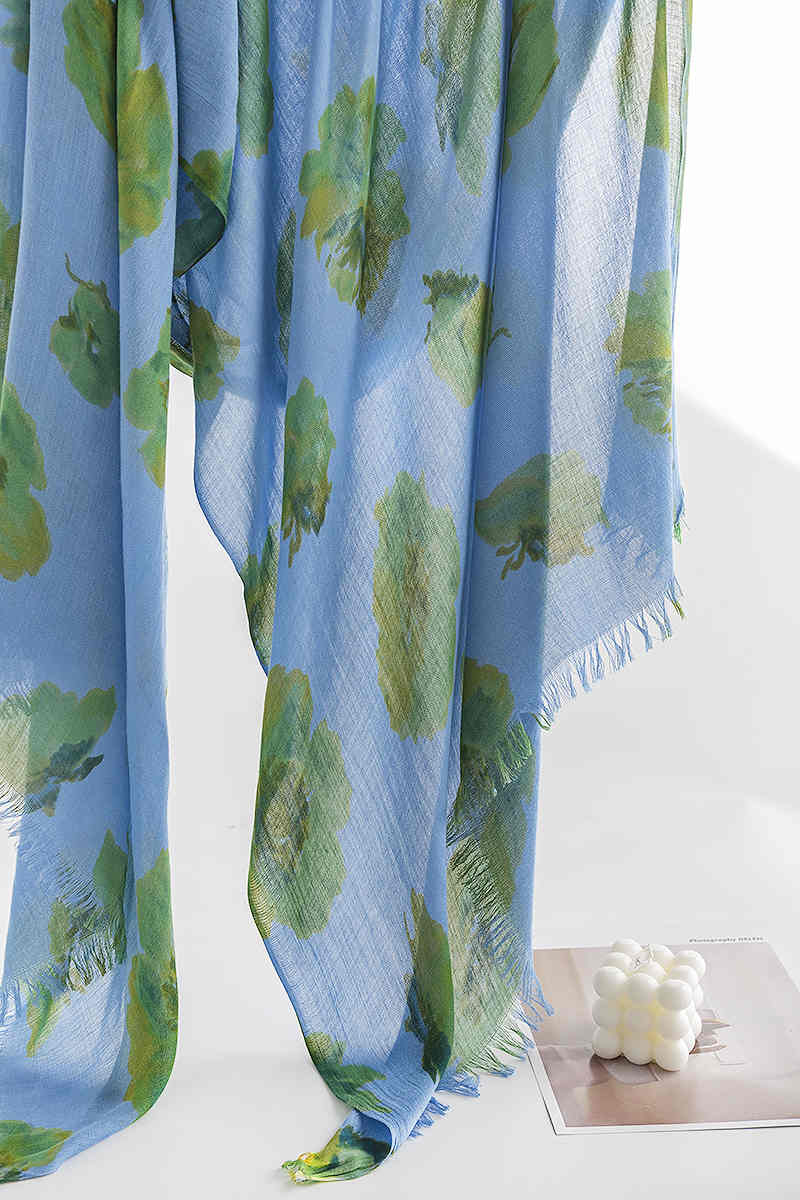 2023 new fresh floral thin imitation cashmere scarf soft skin friendly casual shawl beach towel