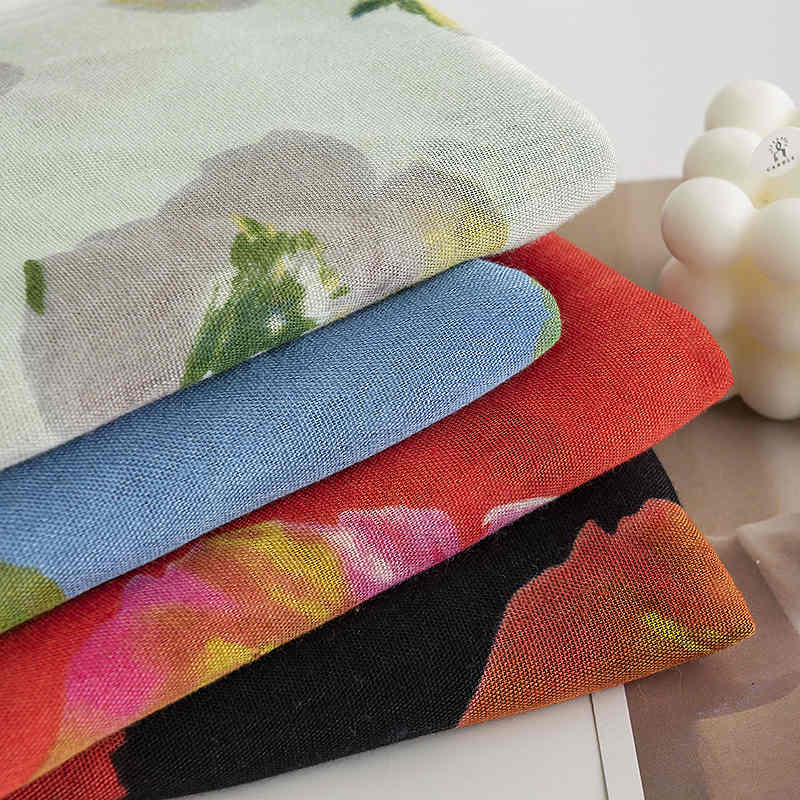 2023 new fresh floral thin imitation cashmere scarf soft skin friendly casual shawl beach towel