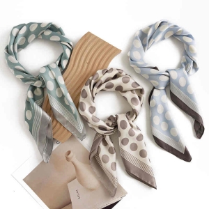 Imitation silk scarves female small square scarf new wave point printed satin scarf shawl professional scarf