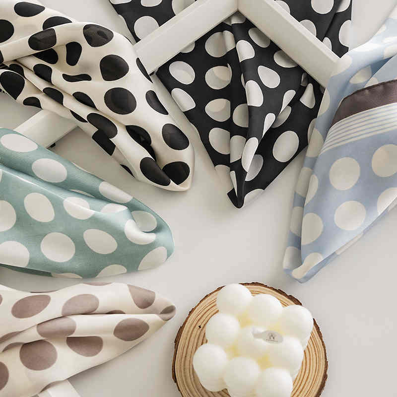 Imitation silk scarves female small square scarf new wave point printed satin scarf shawl professional scarf