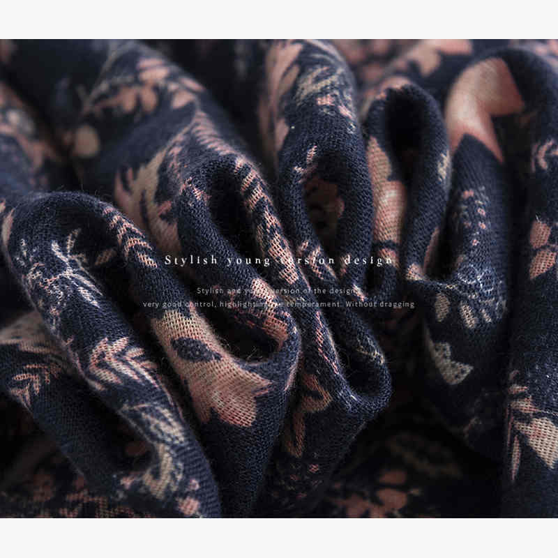 Winter printed scarf woman 2023 new imitation cashmere scarf warm neck scarf fresh sweet shawl