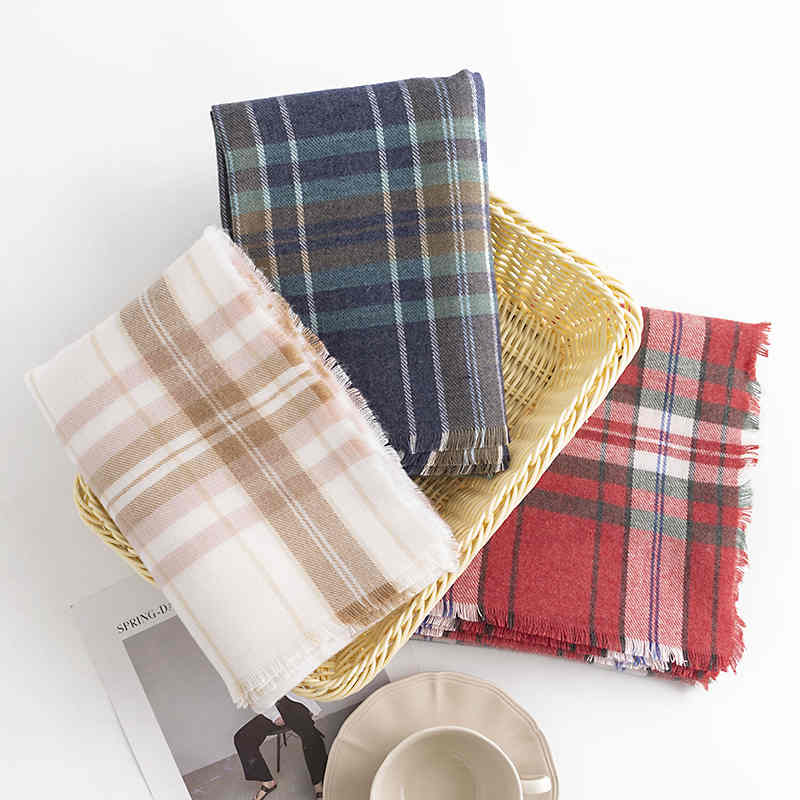 Street plaid imitation cashmere scarf female fashion commuter warm neck scarf simple with cold shawl