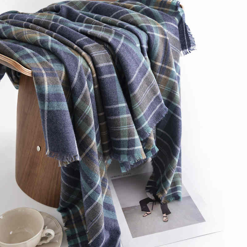 Street plaid imitation cashmere scarf female fashion commuter warm neck scarf simple with cold shawl