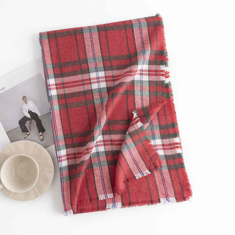 Street plaid imitation cashmere scarf female fashion commuter warm neck scarf simple with cold shawl