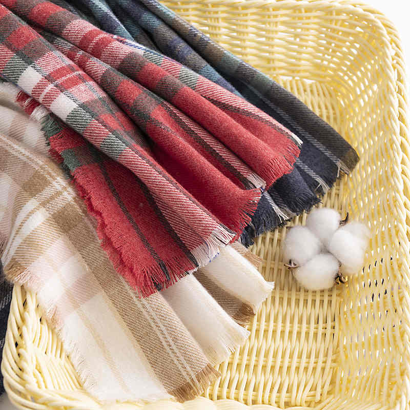 Street plaid imitation cashmere scarf female fashion commuter warm neck scarf simple with cold shawl