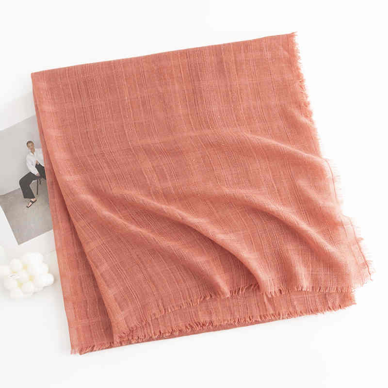 Stylish commuter simple and versatile solid color scarf short must plaid thin shawl in a long warm scarf