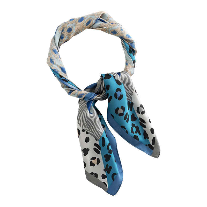 Art retro leopard print printed imitation silk scarves fashion professional decorative scarf neck scarf small square scarf