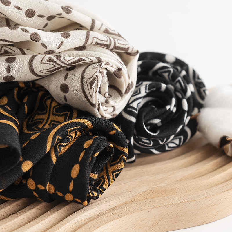 Star shaped compass mesh printed scarf advanced sense  plain neck scarf light luxury wind warm cold shawl