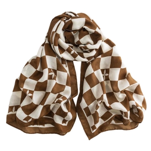 Checkerboard square printed scarf long plain imitation cashmere shawl elegant tiein warmth cold neck scarf