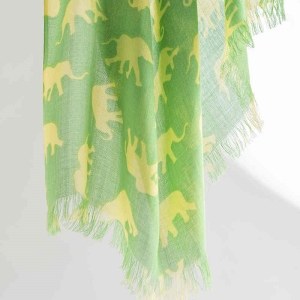 Spring thin auspicious elephant print short beard imitation cashmere scarf fashion commuting soft shawl beach scarf