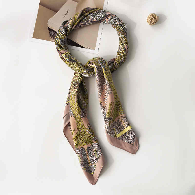 Simple casual imitation silk scarves foliage color square scarf fashion commuter scarf woman