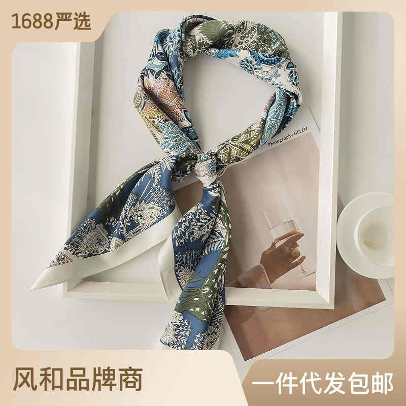 Simple casual imitation silk scarves foliage color square scarf fashion commuter scarf woman