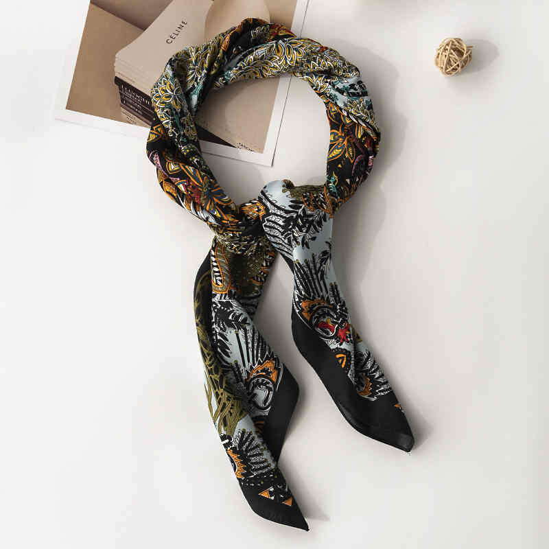 Simple casual imitation silk scarves foliage color square scarf fashion commuter scarf woman