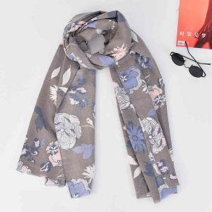 Fashionable commuter scarf lady lock edge blue flower imitation cashmere scarf warm scarf neck cold shawl