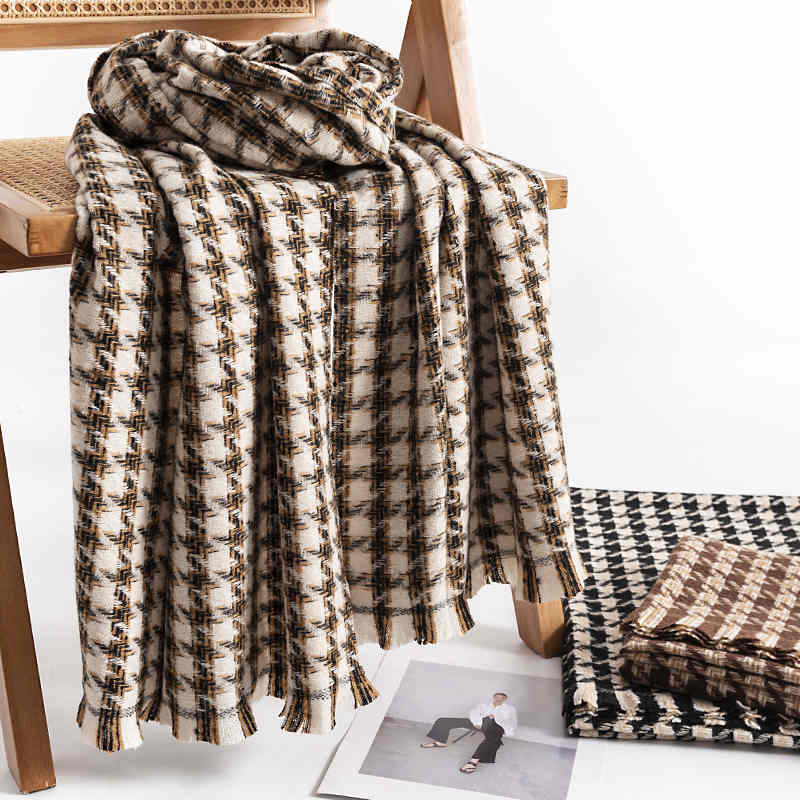 Plaid imitation cashmere scarf woman lengthened warm shawl fashionable commuter cold neck scarf