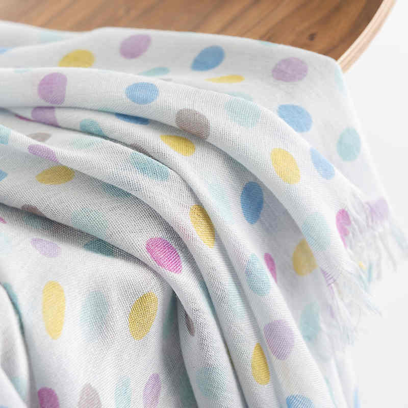 The new printed scarf simple color wave point fashion thin shawl warm sunshade scarf